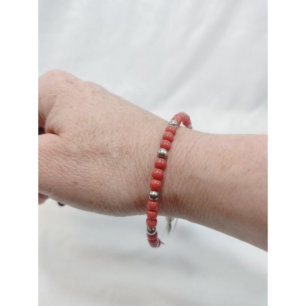 Alex and Ani Beaded Expandable‎ Bangle Bracelet Silver Tone Charms